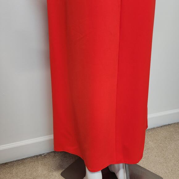 Lela Rose Stretch Crepe Halter Maxi Dress Size 8 Red Orange Couture Designer - Picture 9 of 16